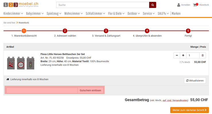 wie wird ein 123moebel Gutscheincode eingeloest