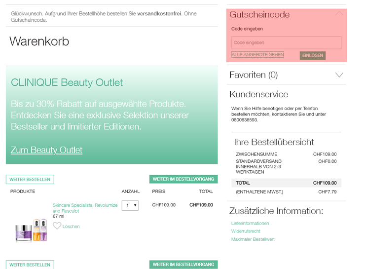 wie wird ein Clinique Gutscheincode eingeloest