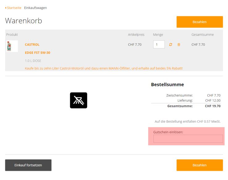 wo muss ein autoteile-meile.ch Gutscheincode eingeloest werden