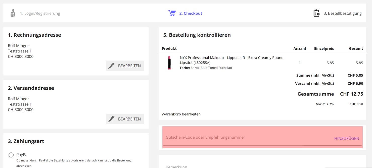 wie ist ein beautypalast Gutscheincode im Shop einzulösen