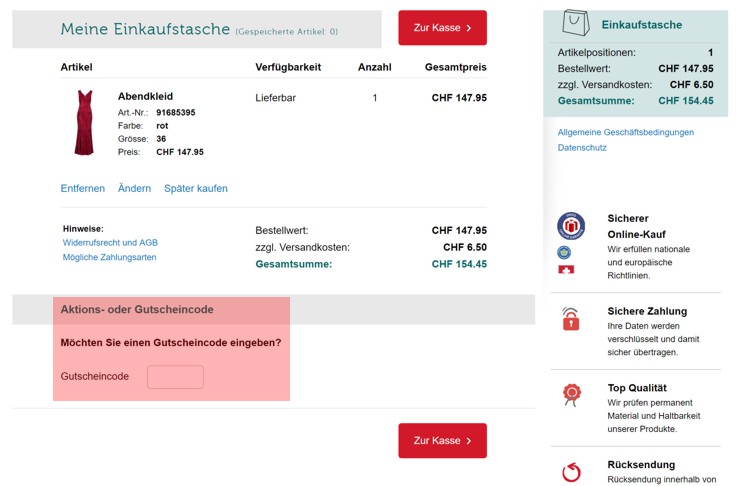 wie wird ein bonprix ch Gutscheincode eingeloest