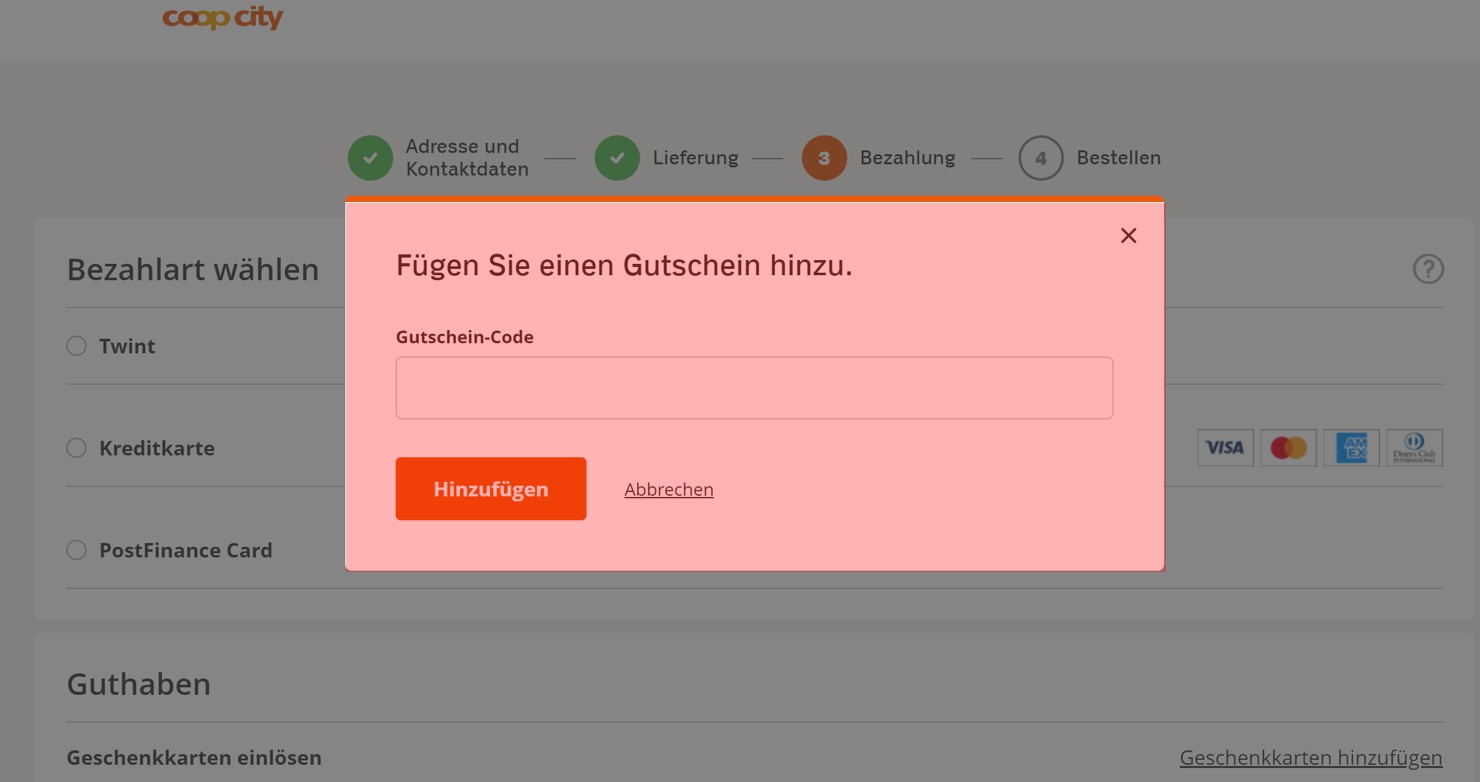 wie ist ein Coop City Gutscheincode einzulösen