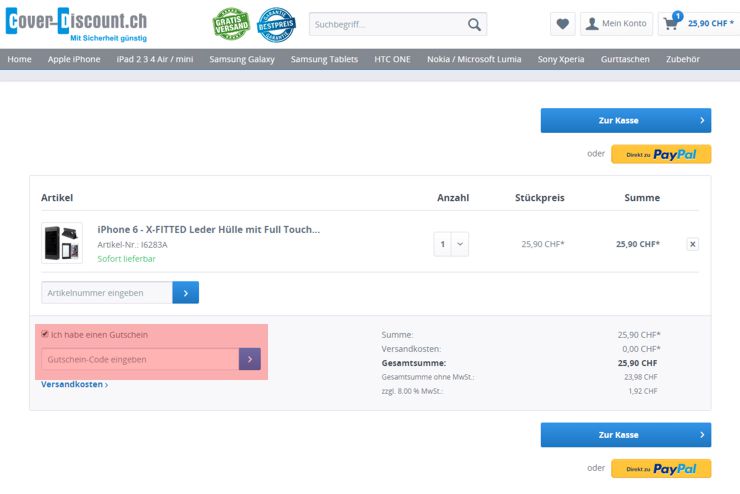 wo muss ein cover-discount.ch Gutscheincode eingeloest werden