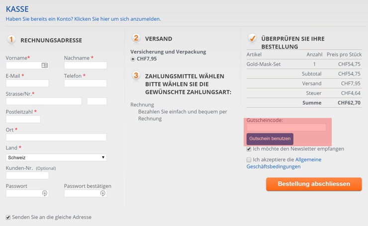 wie wird ein hobby-online.ch Gutscheincode eingeloest