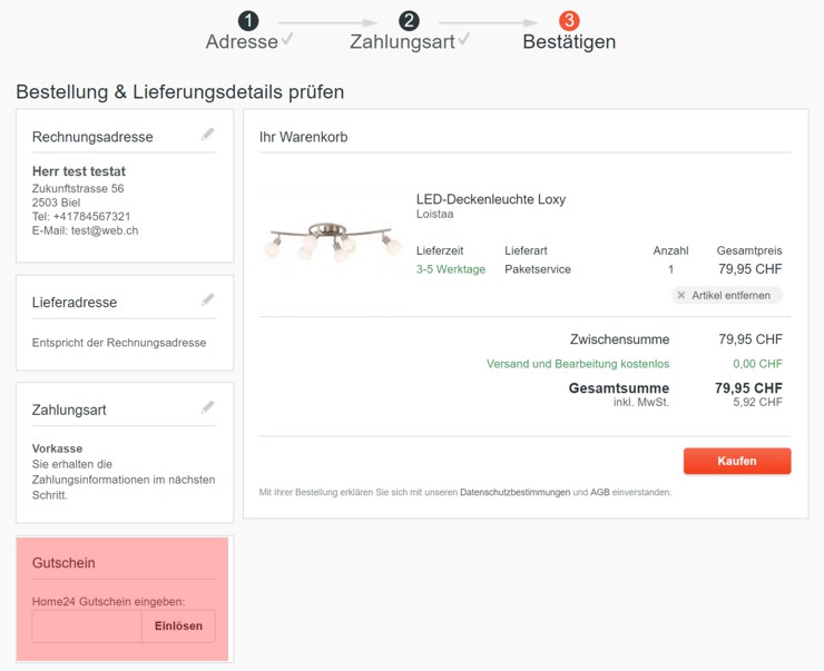 wie wird ein home24 ch Gutscheincode eingeloest