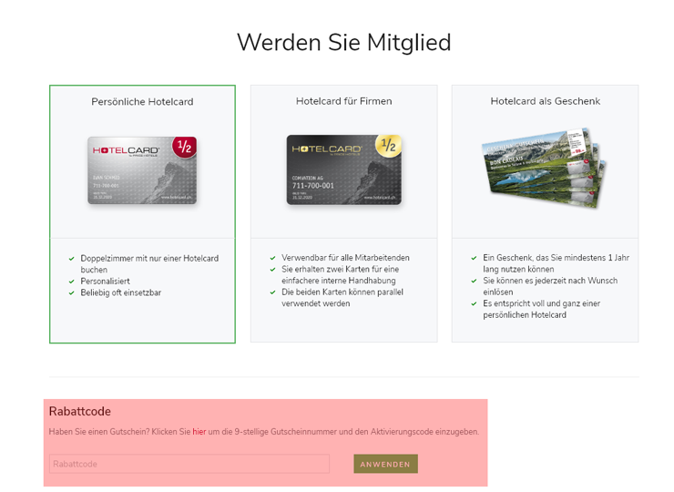 wie wird ein Hotelcard Gutscheincode eingeloest