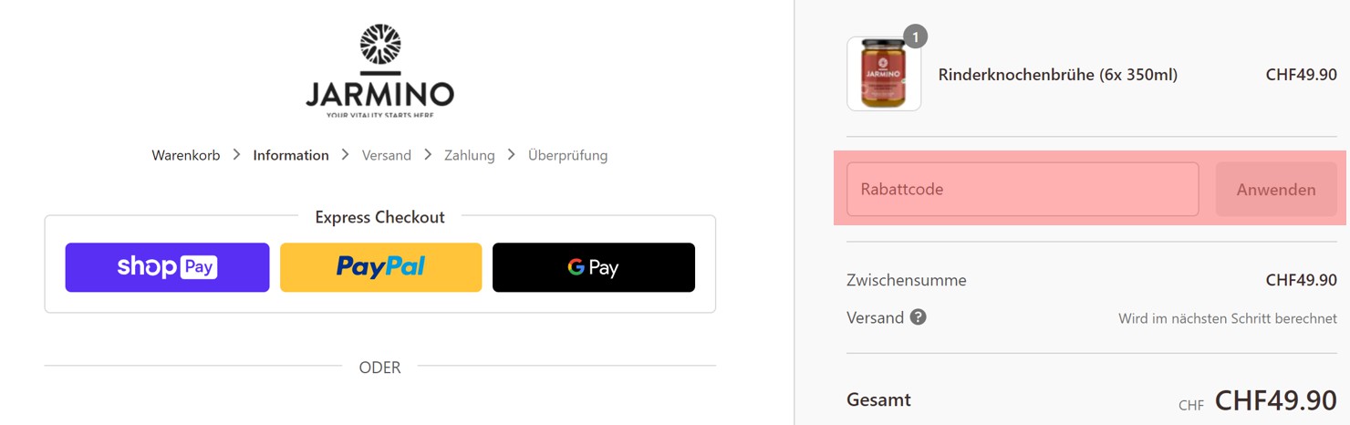 wie ist ein Jarmino Gutscheincode einzulösen