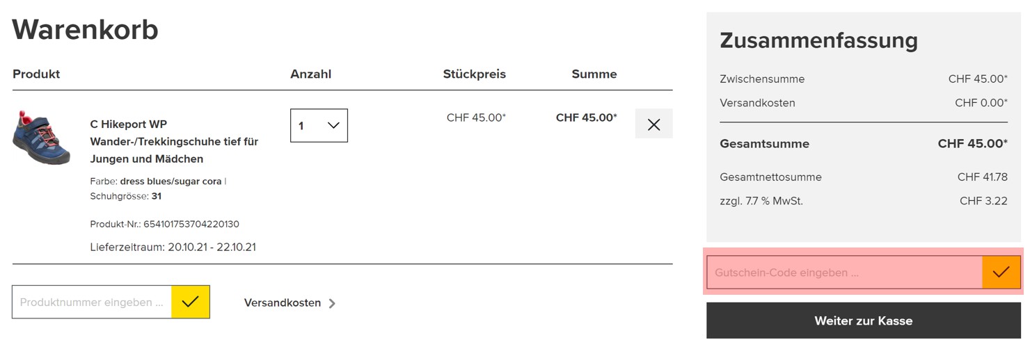 wie ist ein keen footwear Gutscheincode einzulösen