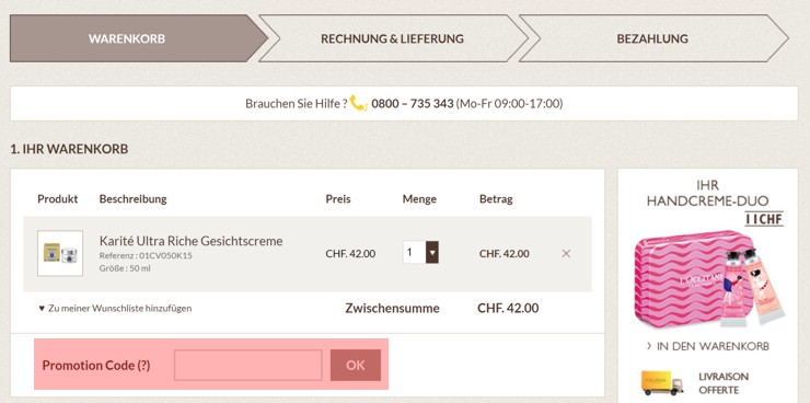 wie wird ein L'Occitane ch Gutscheincode eingeloest