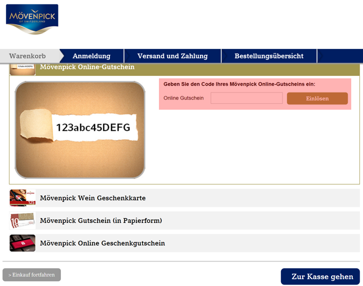 wo muss ein moevenpick-cafe.com Gutscheincode eingeloest werden