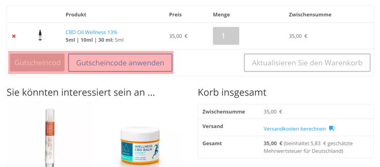 wie ist ein naturalpes Gutscheincode einzulösen