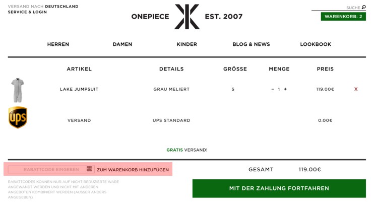 wie wird ein onepiece ch Gutscheincode eingeloest