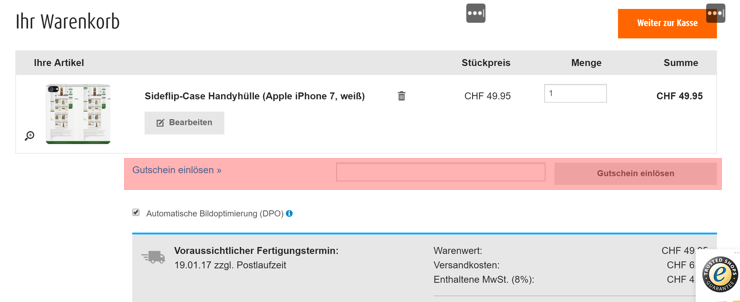 wo muss ein pixum.ch Gutscheincode eingeloest werden