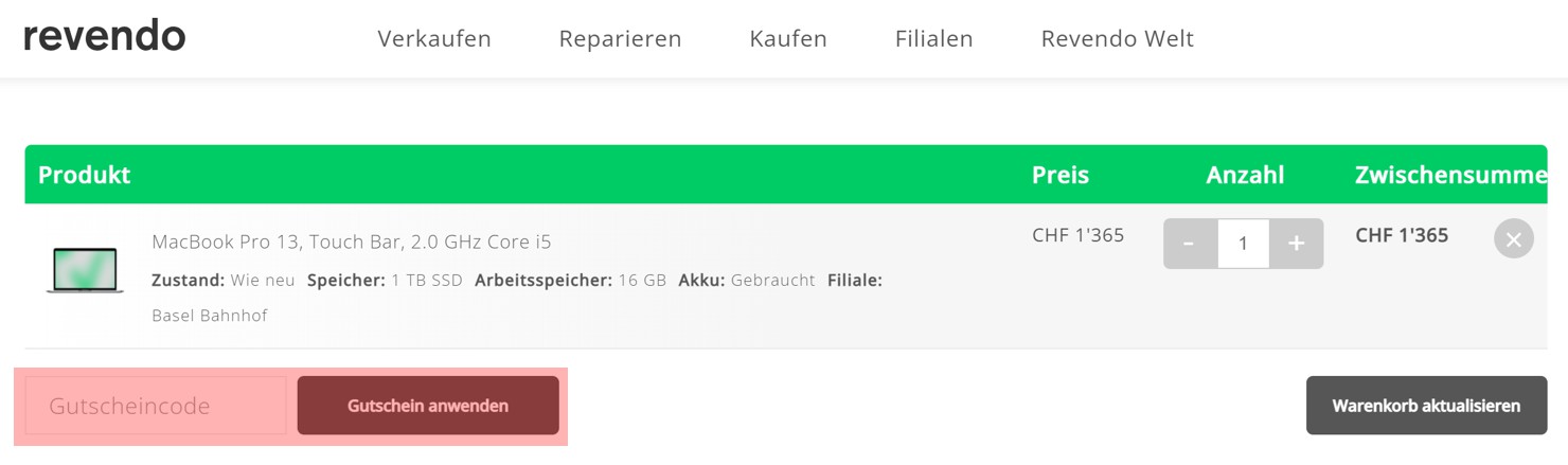 wie ist ein revendo Gutscheincode einzulösen