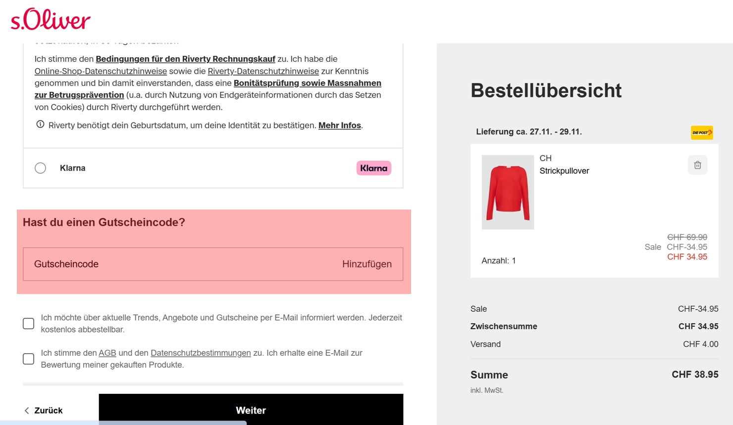 wie ist ein s.Oliver Gutscheincode einzulösen