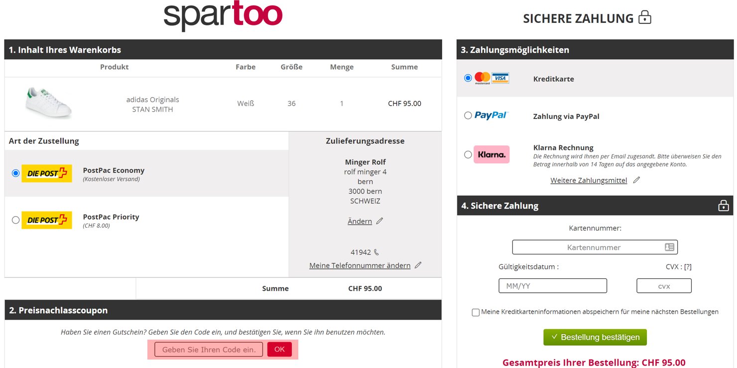 wie ist ein spartoo Gutscheincode einzulösen