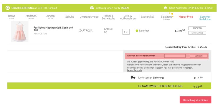 wie wird ein vertbaudet ch Gutscheincode eingeloest