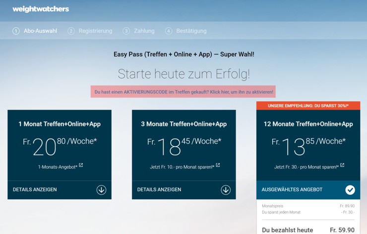 wie wird ein weight watchers Gutscheincode eingeloest