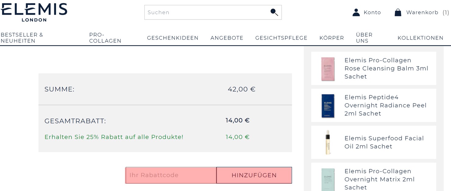 wie ist ein Elemis Gutscheincode einzulösen